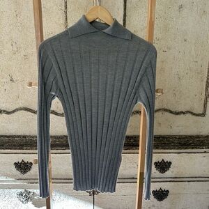 Amina Rubinacchi silk knit shimmer gray sweater